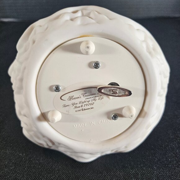 "Heaven's Treasures" White Porcelain Bisque Musical Angel Figurine by Roman Inc. - Picture 6 of 11